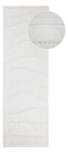 Fehér kézi szövésű gyapjúkeverék futószőnyeg 80x230 cm Sculptured Wave – Flair Rugs