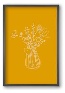 FLOWERS AND LEAVES IN YELLOW - falikép keretben | artbridge