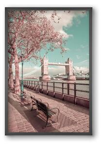 LONDON Thames Riverside & Tower Bridge | urban vintage style - falikép keretben | artbridge