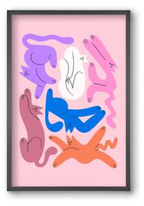 Funky Cats - Pink - falikép keretben | artbridge