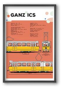 Villamos (Ganz ICS) jellegrajz - falikép keretben | artbridge