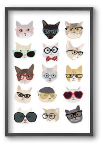 Cats in Glasses - falikép keretben | artbridge
