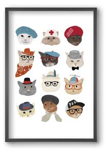 Cats in Hats - falikép keretben | artbridge