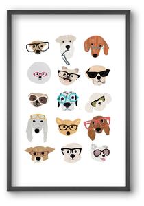 Dogs in Glasses - falikép keretben | artbridge