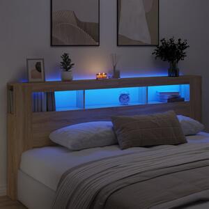 VidaXL sonoma tölgy színű szerelt fa LED-es fejtámla 220x18,5x103,5 cm