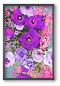 Purple And Rose Pink Bouqe - falikép keretben | artbridge