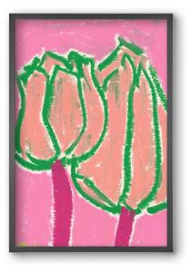 Pink tulips - falikép keretben | artbridge