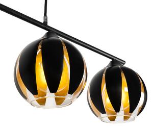 Design függesztett lámpa fekete, arany 4 lámpával - Melone