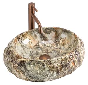 Rea Mika, pultra szerelhető mosdó, barna kő utánzat, 50x38 cm, REA-U3587