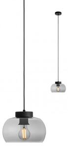 CROMA függeszték lámpa, fekete fém, füst színű üveg, 1xE27, átm:22cm - Smarter-01-3066