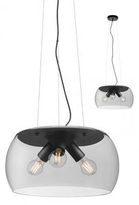 CROMA függeszték lámpa, fekete fém, füst színű üveg, 3xE27, átm:40cm - Smarter-01-3067