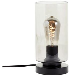 MESMER asztali lámpa, m: 24cm matt fekete/füstös üveg, 1xE27 - Brilliant-92751/06