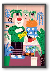Cat Coffee - falikép keretben | artbridge