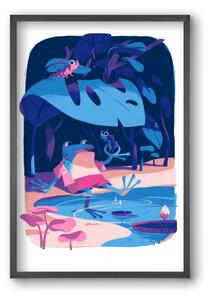 Frog in the puddle - falikép keretben | artbridge