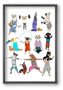 Dogs at the gym - falikép keretben | artbridge