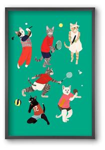 Cats doing ballsport - falikép keretben | artbridge