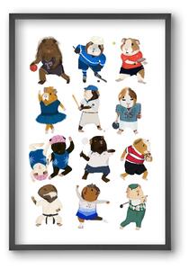 Guinea Pigs doing sports - falikép keretben | artbridge