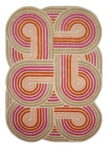 Rózsaszín kézi szövésű gyapjú szőnyeg 140x200 cm Spiral Shaped – Flair Rugs