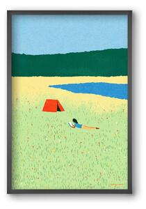 Reading in the meadow - falikép keretben | artbridge