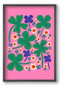 Happy Clovers and Flowers - falikép keretben | artbridge