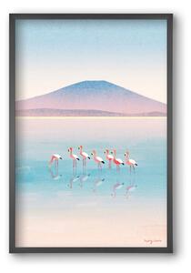 Flamingos - falikép keretben | artbridge