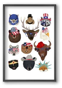 Animals of the planet USA - falikép keretben | artbridge