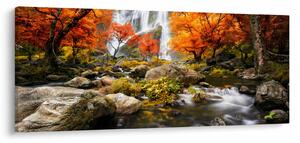 Kép - Vízesések őszi tájban, narancssárga (120x50 cm)