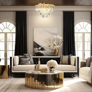 Milagro Lighting Milano mennyezeti világítás, Ø 60 cm, arany/kristály, üveg, 9 x E14, Sárgaréz / arany, Nappali / Étkező, Üveg