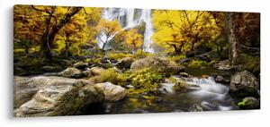 Kép - Vízesések őszi tájban, sárga (120x50 cm)