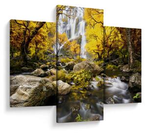 Kép - Vízesések őszi tájban, sárga (90x60 cm)