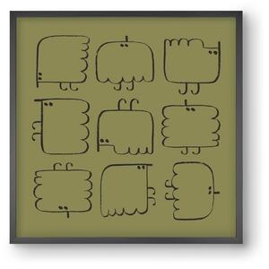 Funny Bird (dark green) - falikép keretben | artbridge