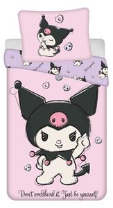 Rózsaszín egyszemélyes pamut gyerek ágyneműhuzat 140x200 cm Hello Kitty "Kuromi" – Jerry Fabrics