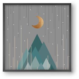 Moon & Mountains Mint Green - falikép keretben | artbridge