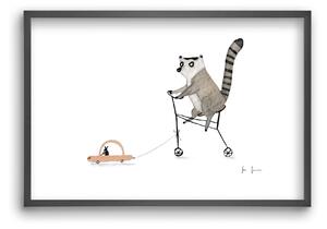 Bicikliző lemur - falikép keretben | artbridge