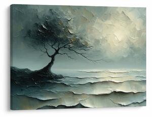 Kép - Olajfestmény egy fa az óceánnal (70x50 cm)