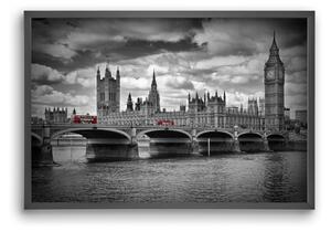 LONDON Westminster Bridge and red buses - falikép keretben | artbridge