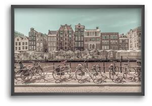 AMSTERDAM Singel Canal with Flower Market | urban vintage style - falikép keretben | artbridge