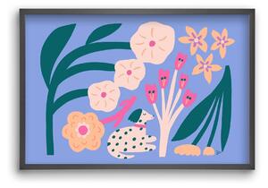 Puppy with Flowers - falikép keretben | artbridge