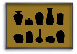 Vases line (ochre) - falikép keretben | artbridge