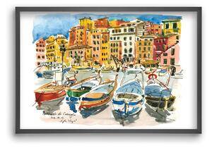 Porticciolo di Camogli, Italy - 2022.08.02. - falikép keretben | artbridge