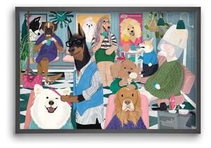 Dogs at the hairdresser - falikép keretben | artbridge