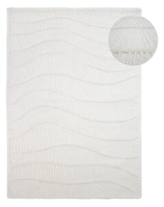 Fehér kézi szövésű gyapjúkeverék szőnyeg 140x200 cm Sculptured Wave – Flair Rugs