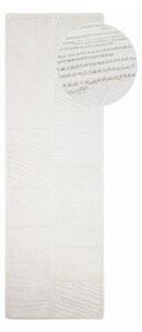 Fehér kézi szövésű gyapjúkeverék futószőnyeg 80x230 cm Sculptured Blocks – Flair Rugs