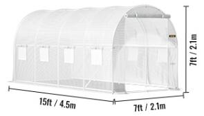 Üvegház, kerti sátor – fehér, 4,5x2x2m
