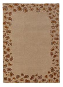 Natúr színű kézi szövésű gyapjúkeverék szőnyeg 140x200 cm Leopard Frame – Flair Rugs