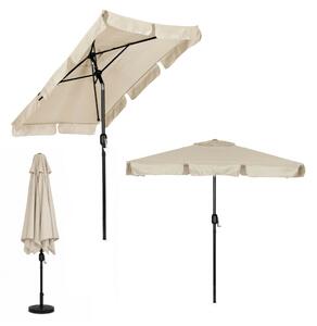 Kerti napernyő, MultiGarden SL-UM019-3, bézs, téglalap alakú, 200 x 130 cm, magasság: 212 cm, tekerőkarral, 38 mm acél rúd, 4 szegmens, dönthető, UV-álló, esőálló, 160 g/m2