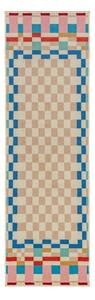 Gyapjúkeverék futószőnyeg 80x300 cm Checkered Border – Flair Rugs