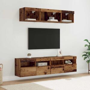 TV Fali Egységek LED-del 5 pcs Öreg fa 80 x 30 x 40 cm Faanyag