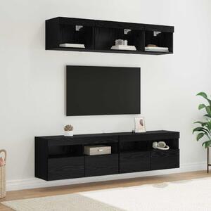 TV Fali Egységek LED-del 5 pcs Fekete tölgy 80 x 30 x 40 cm