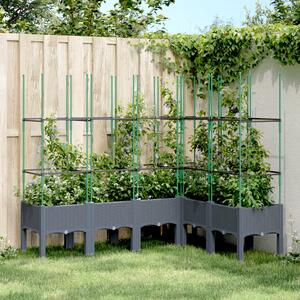 VidaXL szürke PP rácsos kerti ültetőláda 160 x 120 x 142,5 cm